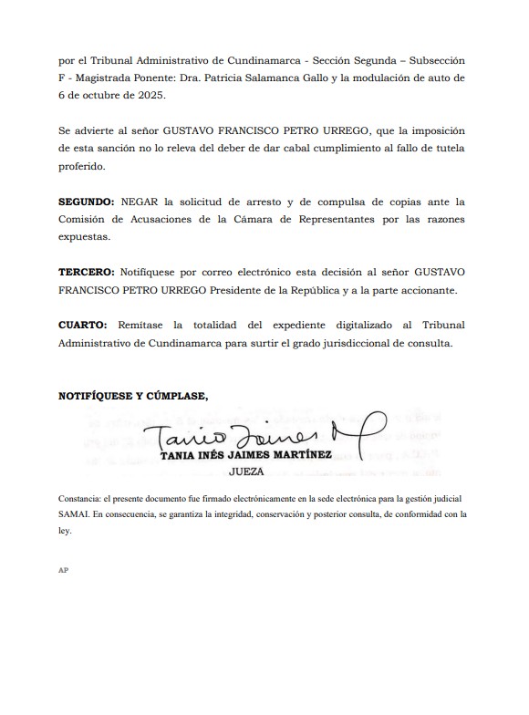 #Primicia en <a href="/NoticiasRCN/">Noticias RCN</a> | Un juez acaba de multar al presidente Gustavo Petro por cinco salarios mínimos, luego del incumplimiento de las retractaciones ordenadas por señalamientos contra el fiscal Mario Burgos, quien investigó a su hijo Nicolás Petro.