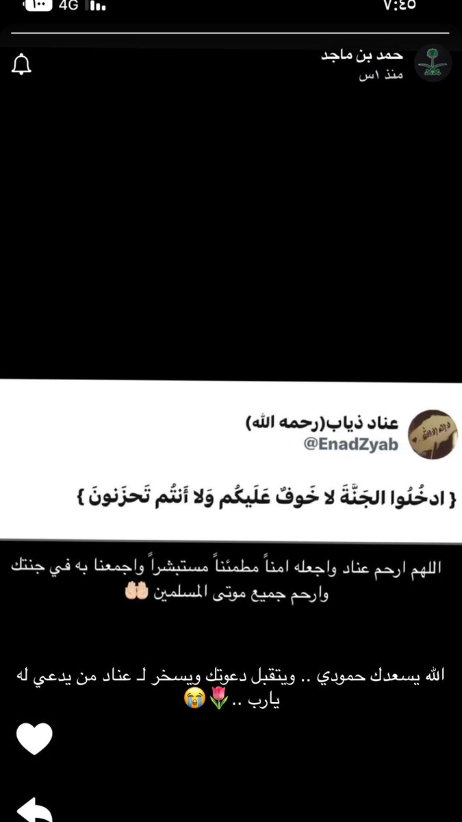 لا تنسون عناد من دعواتكم  في هذه الأيام الفضيله .. الله يكتب أجركم ..🌷