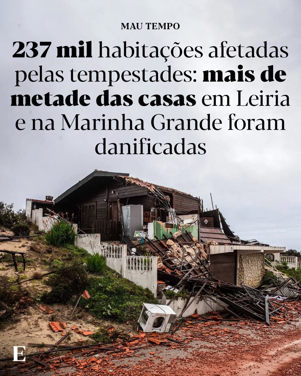 A depressão “Kristin” provocou estragos em 60% a 70% das casas em Leiria e Marinha Grande. Saiba mais: expresso.pt/semanario/prim…
