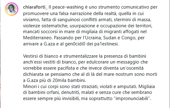 Moonlightshad1's tweet photo. "Ah, e mi raccomando per la performance vestito Armani e i gioielli Damiani o Cartier.
Così un tema tremendamente serio diventa puro intrattenimento.
Il problema di noi occidentali è che abbiamo sempre dovuto divertirci mentre gli altri morivano".
#peacewashing https://t.co/jfw0wNUgmF