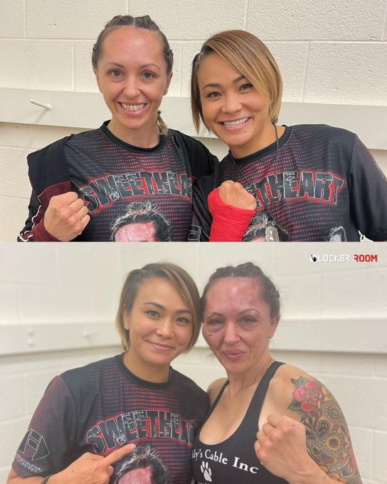 Before and after the fight ended.😌