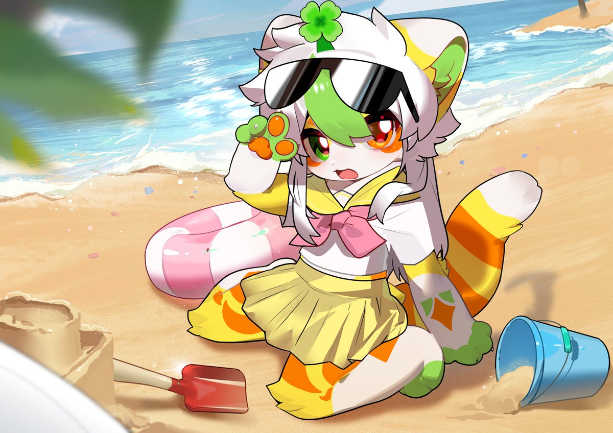 Furry_catfish's tweet photo. #furryartwork 
在海边玩耍的小猫呢
设定翻新后的第一张图（虽然是模板。。。），后面有新图还会发的(=・ω・=)
画师：咱 https://t.co/jscYW475IY