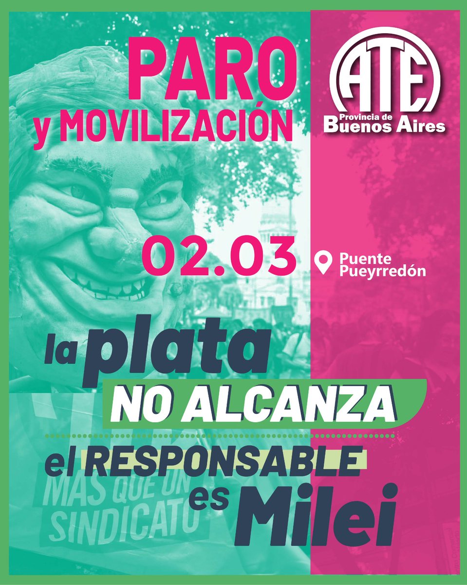 ATE Buenos Aires convoca a un paro el lunes de 2 marzo

La medida de fuerza es con movilización hacia el puente Pueyrredón para solicitar la urgente continuidad de la negociación salarial