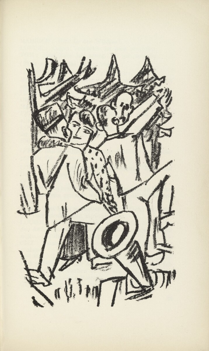 artistbeckmann's tweet image. Second Illustration for Scene 5 (plate facing page 64) from Der Mensch ist kein Haustier (Man Is Not a Domestic Animal) #artbots #beckmann