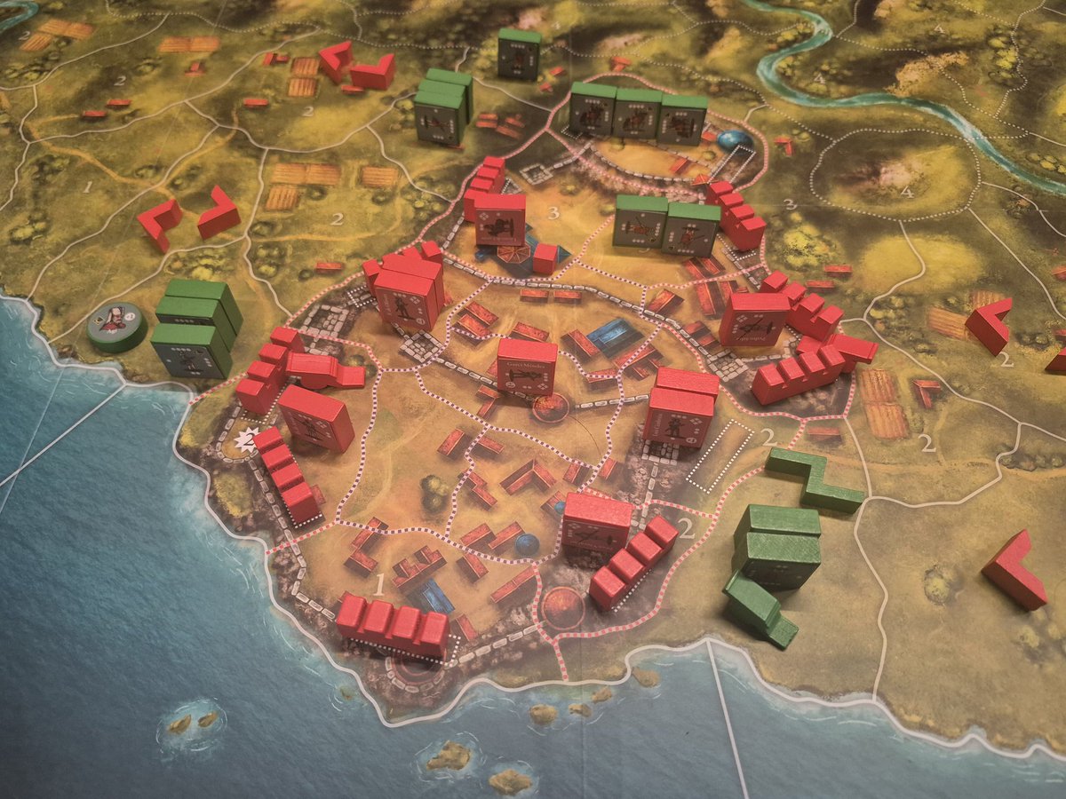 Clint_Davey1's tweet photo. Playing Castelnuovo 1539 by @DracoIdeas.

The Turks have penetrated the northern wall of the fortress, their Azabs and Janissaries are weakened but they have a foothold. 

Their artillery has also made a breach in the east, and they have another wave of Sipahis and Azabs coming down from the north.

Spanish Pikemen and Arquebusiers need to start launching counter-attacks and push back the attackers.

I'm loving this game. It's like a "tower defence" but the defender has to be very aggressive and active in shoring up their lines. Battles are very bloody too.
