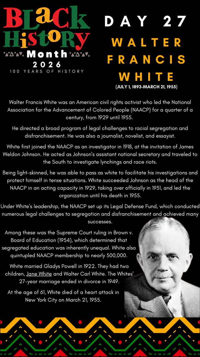 Rah2010's tweet photo. Day 27: Walter Francis White https://t.co/yFSGAbBrEu