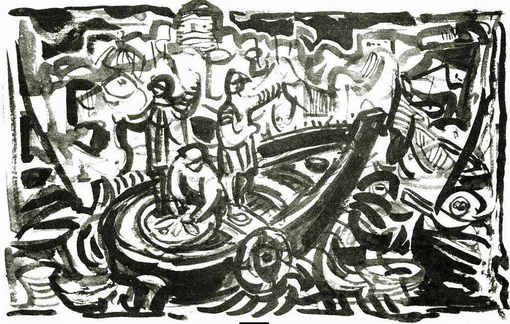 Yaşar Kemal'in "Deniz Küstü" romanı üzerine Abidin Dino desenleri.