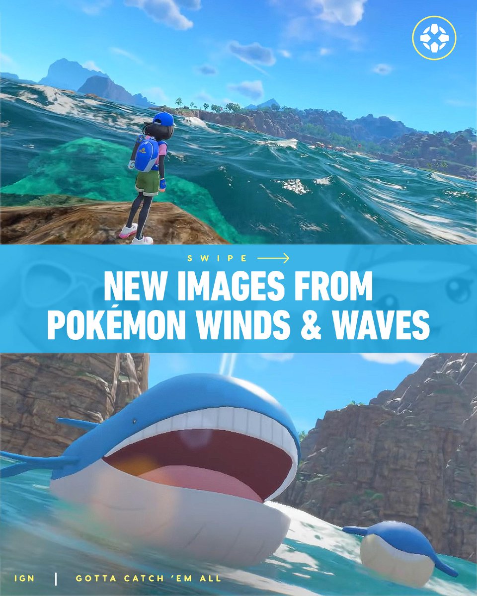 IGN's tweet photo. We got our first looks at Pokémon Winds and Waves during today's 30th Anniversary Pokémon Presents, including overlooks of the new region and a glimpse at this gen's starters! https://t.co/xkITHG2NOV https://t.co/d6COK9ovh1
