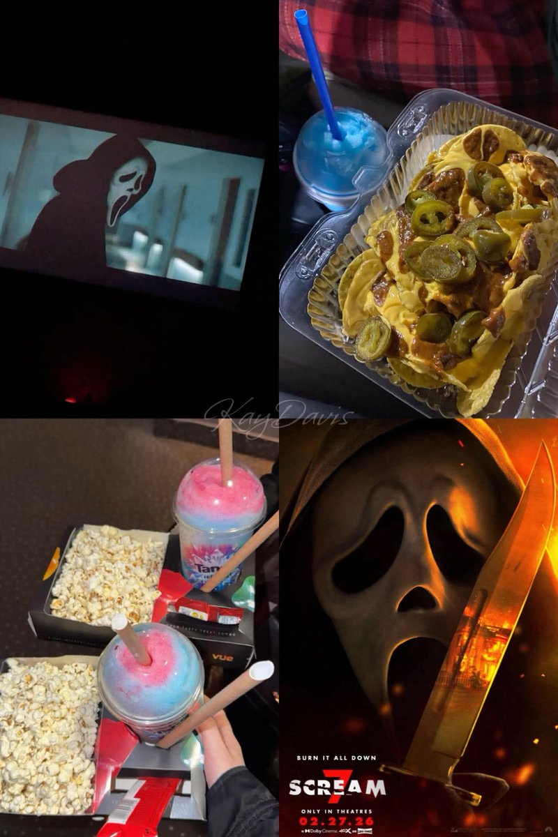 Perfect date, unfortunately I'm single and nobody crushing so more nachos for me!!! Just reminding everybody Scream 7 premiers today!!!
