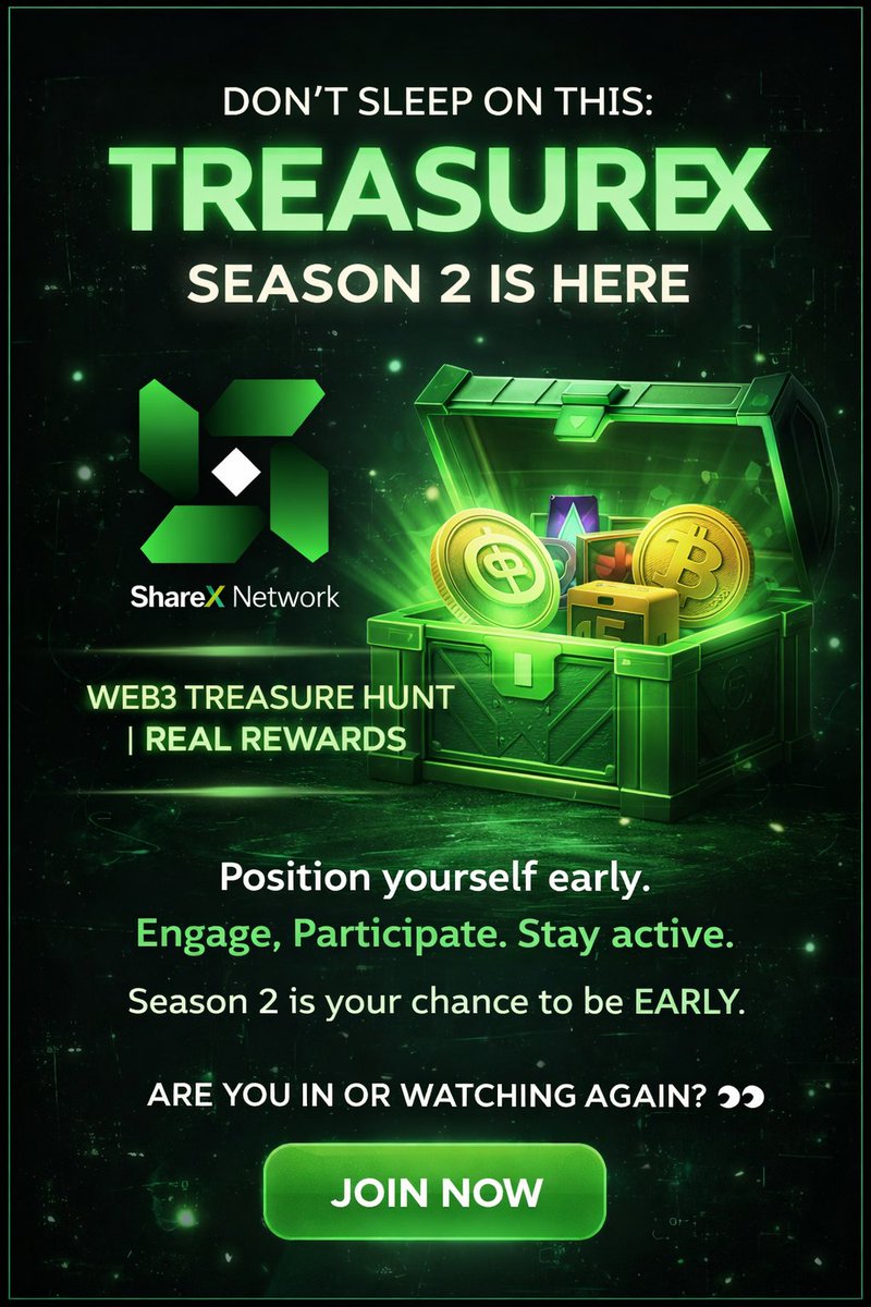 Iftar Mubarak to all Muslims Brothers...

 Don’t Sleep on this 

A lot of people watched Season 1 of TreasureX from a distance.
Some joined late.
Some didn’t join at all.
And later, they started asking questions.

Now Season 2 is starting and this is a clean slate.

New season.