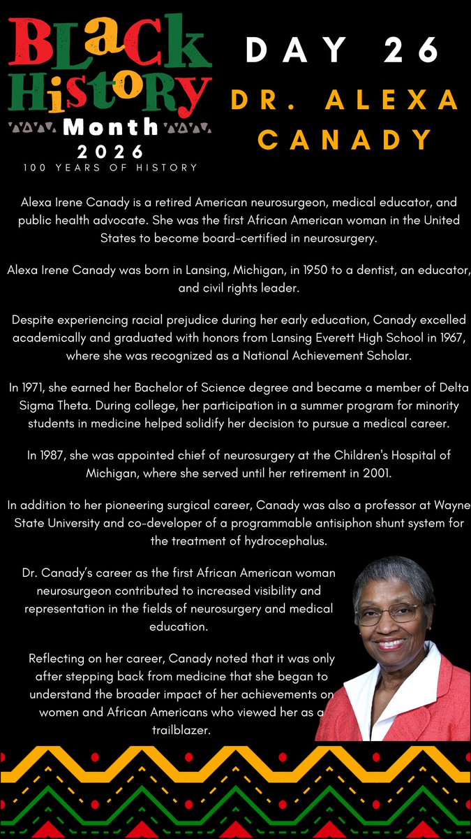 Rah2010's tweet photo. Day 26: Dr.  Alexa Canady https://t.co/8XNo8TnlOS