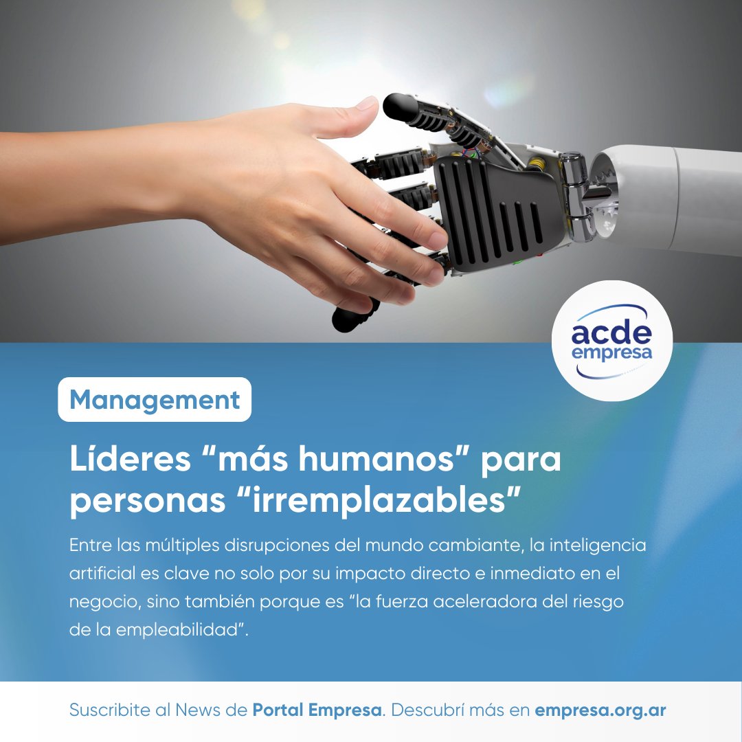 En esta edición del News de Portal Empresa te proponemos pensar el futuro del trabajo con una mirada humana. Escriben: Carlos Barrio, Gustavo Calveiro, Pablo Lamas, Alejandra Moreira Oberst y María Marta Preziosa.

¡No te lo pierdas! 👉 l.acde.org.ar/PortalEmpresa2…