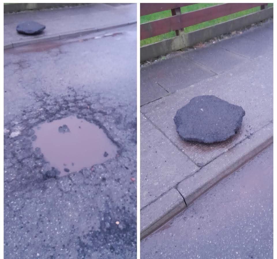 mrpotholeuk's tweet photo. @dunlosin @LancashireCC One of my favourite examples of a Failed Pothole Repair! #FPRs Everywhere across the country. https://t.co/5fKVNxEUyq