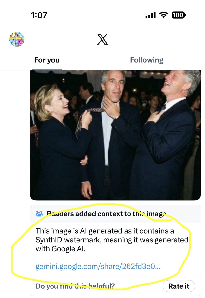 Marcy_Long's tweet photo. @Oceanbreeze473 Awe you found an AI picture. Also Hillary would have been much younger in this picture. https://t.co/usSqLWD9NV