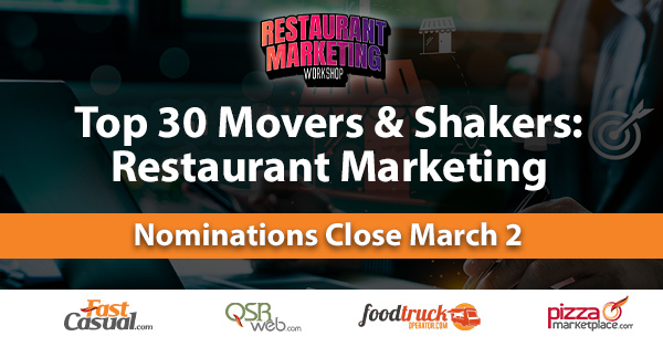 FastCasual's tweet image. Clock’s ticking! ⏳ ow.ly/l0aZ50YlXbN Nominate yourself for Top 30 Movers &amp;amp; Shakers before March 2. If you’re a brand-side marketer shaking up the industry, we want to celebrate you! Don't miss out—apply now. 🚀🍴#RestaurantMarketing #MarketingLeadership #InnovationInDining