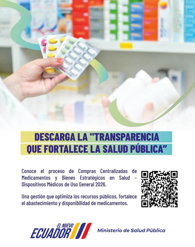 Salud_Ec's tweet photo. ☝️ El MSP pone a disposición la información técnica sobre el proceso de Compras Centralizadas de Medicamentos y Bienes Estratégicos en Salud – Dispositivos Médicos de Uso General 2026. 

📄 Proceso: https://t.co/hJnHzqcaAf

#ElNuevoEcuador https://t.co/yiaDkHX9lp