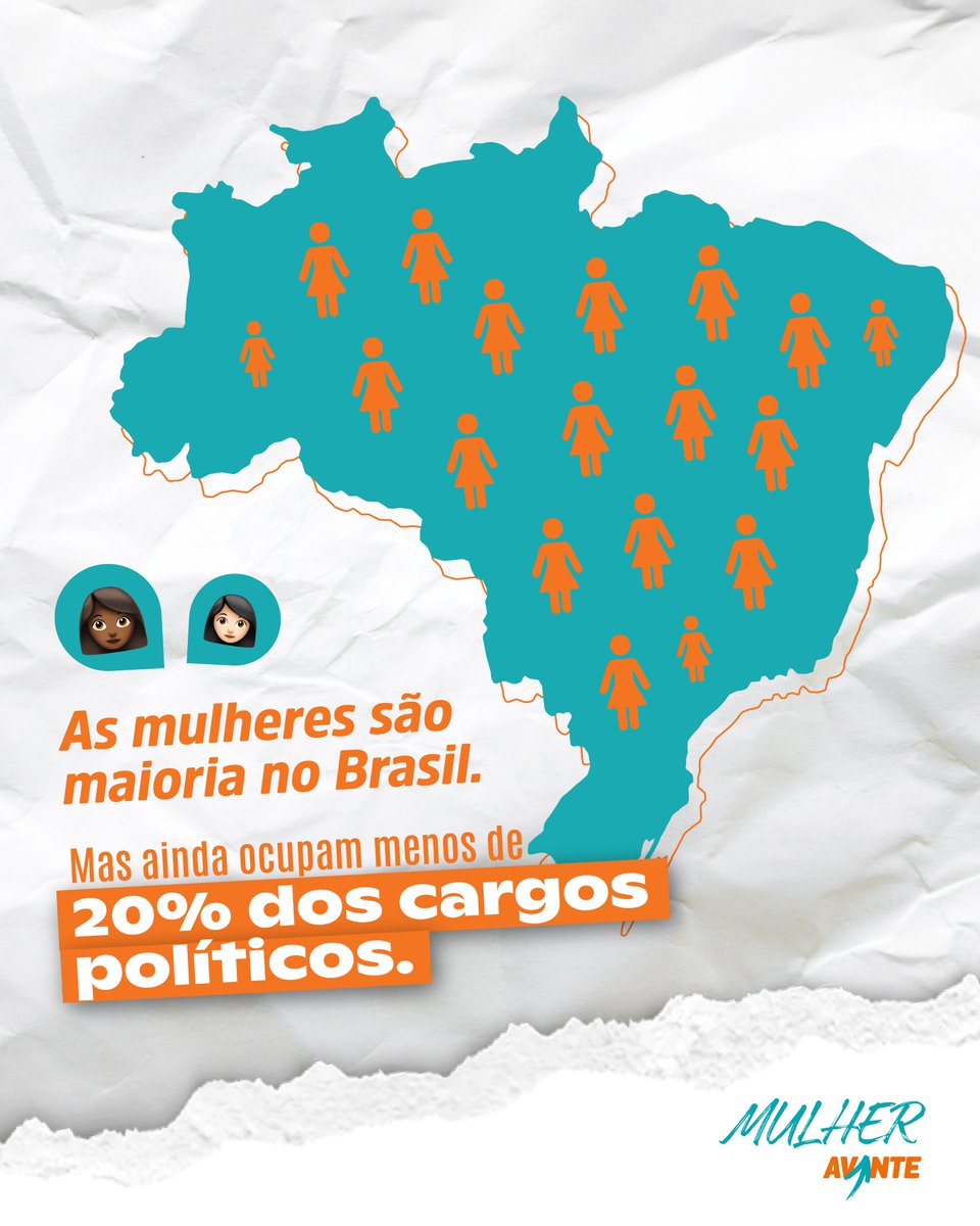 As mulheres são maioria no Brasil e mais da metade do eleitorado, mas ainda ocupam menos de 20% dos cargos políticos.

Essa diferença mostra que a voz das mulheres ainda não está onde deveria estar: nos espaços de decisão.
Avante quer você junto nessa mudança.

👉 Filie-se.
