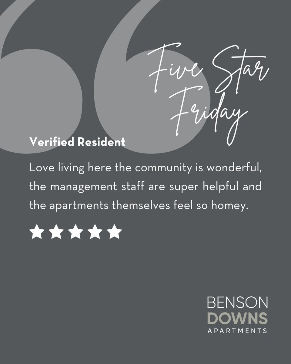 BensonDowns's tweet photo. ⭐ Five Star Friday love goes out to our amazing residents at Benson Downs Apartments. We appreciate you. 💕
#ApartmentLiving #communitylove #LuxuryLiving #SPGCommunity
https://t.co/7JUJsgys0l https://t.co/ZpR4CWSp27