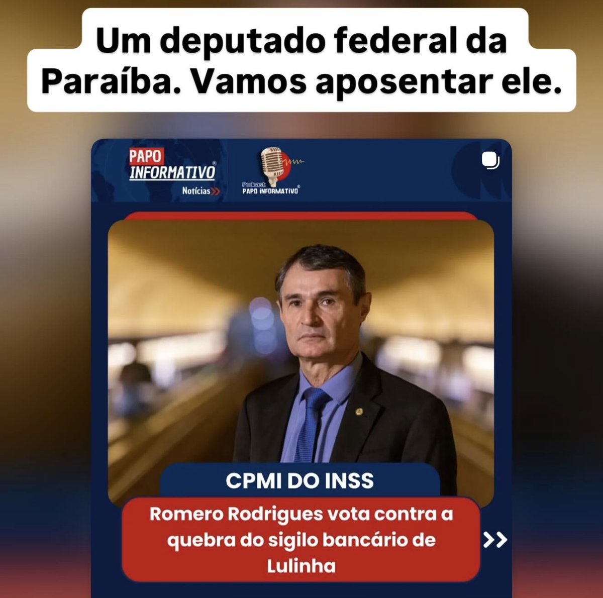 🔴 VAMOS TRAZER QUEM É O
DEPUTADO QUE É CONTRA A QUEBRA DE SIGILO DO LULINHA
ESSE NÃO MERECE MAIS VOTO DE NINGUÉM