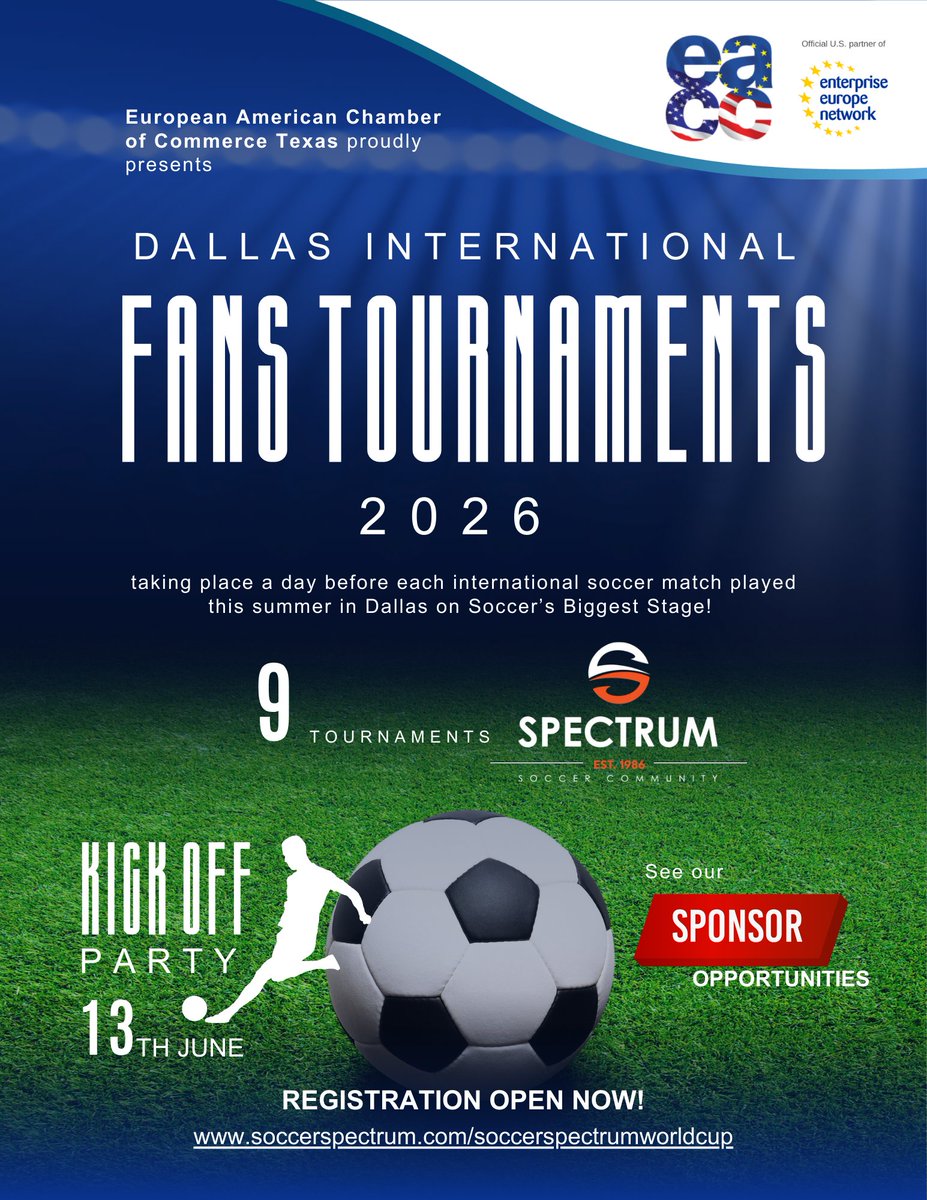 EaccTexas's tweet photo. ⚽ 🌎 Summer of Soccer 2026 is coming to Dallas!

The EACC Texas is excited to announce that we are partnering with @soccerspectrum and @PASS_Sports_Net to bring the Dallas International Fans Tournaments to life this summer!

Register now! https://t.co/QctG2BIKpO https://t.co/slS6xfimeP
