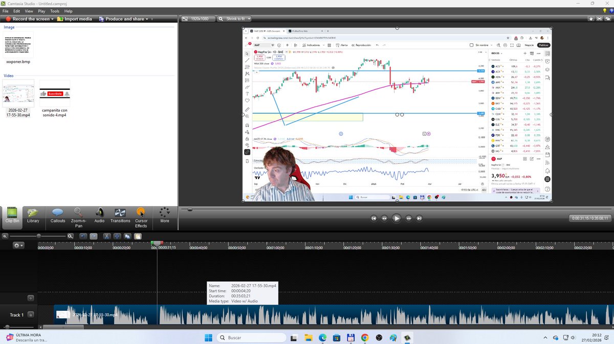 Editando el vídeo que mañana saldrá en el canal de youtube youtube.com/@albertogarcia…  #youtube #invertir #ibex35