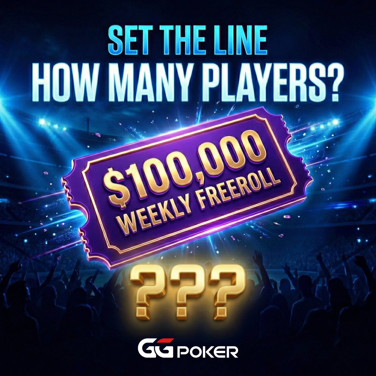🚨 SET THE LINE 🚨

Tomorrow’s $100,000 Weekly Freeroll kicks off at 16:00 UTC…

But first, we want your number.
How many total entries do we get?
Task difficulty level: Precision required.

Closest 5 guesses WITHOUT going over win tickets to the $100K Weekly Freeroll 🎟

Need a