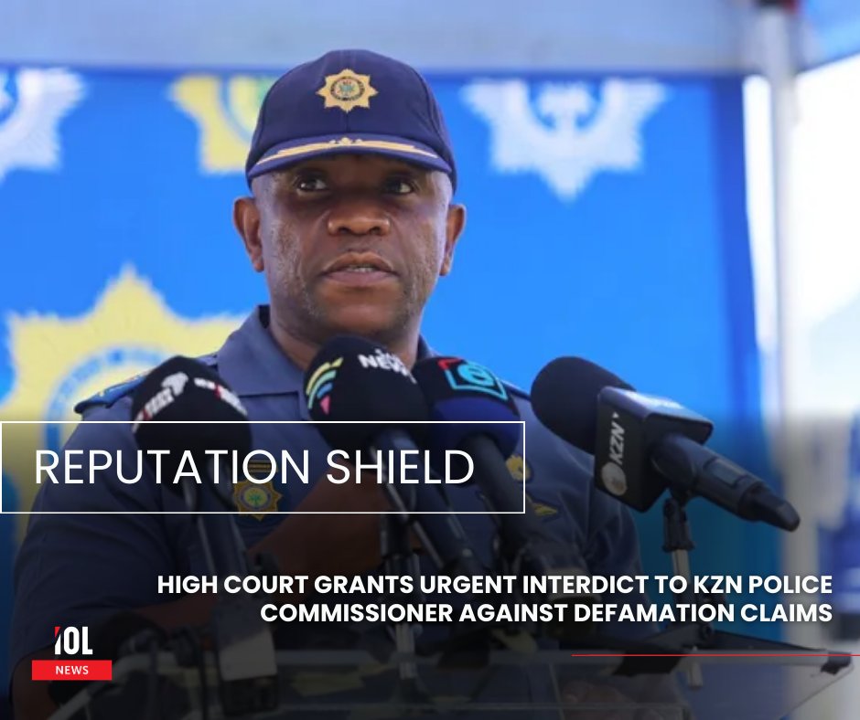 IOL's tweet photo. KZN Police Commissioner Nhlanhla Mkhwanazi wins urgent interdict against businessman Calvin Mojalefa Mathibeli, stopping claims linking him to corruption and unlawful killings. Should allegations like these be investigated? 
#KZNPolice #NhlanhlaMkhwanazi #CalvinMathibeli #CorruptionClaims #HighCourt 
Read on: https://t.co/bTIve4PChq