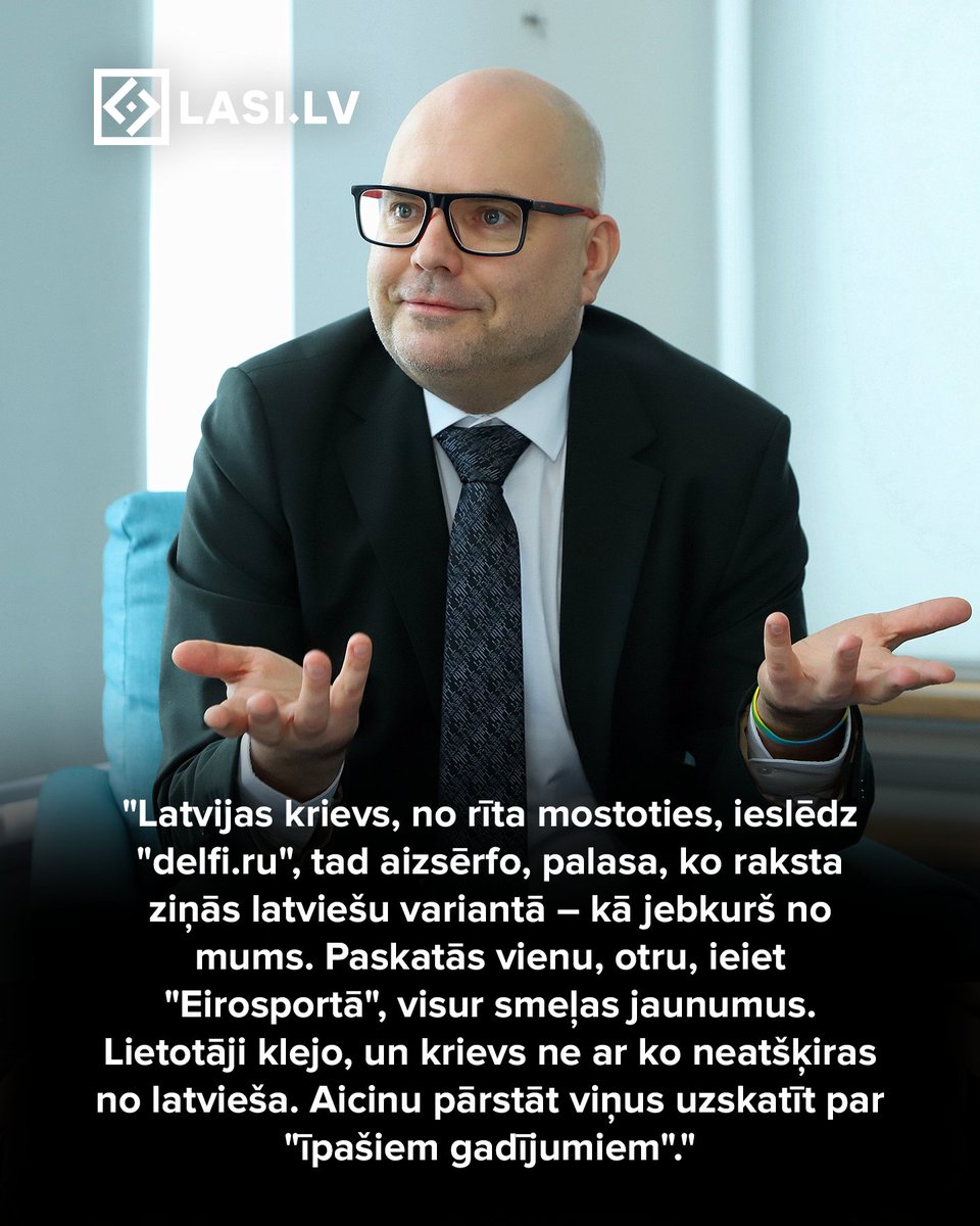 "Kā izsaki kaut mazāko priekšlikumu par labu valsts valodai, tā uz burvju mājienu ir klāt eksperti, politiķi, visi, ko var iedomāties, un saka: "Nē! Krievu valoda ir jāsaglabā!" Argumenti dažreiz ir viskomiskākie. Pēc būtības šie "zinātāji" apgalvo – Latvijas krievi ir cilvēki ar