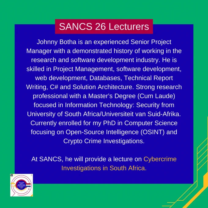 Image from Southern Africa-Netherlands Cyber Security School (@SANCS26)