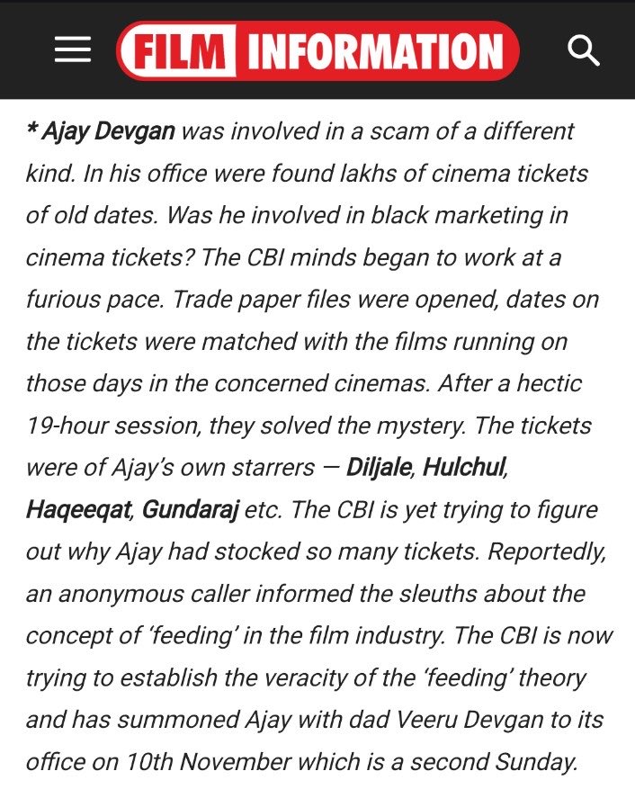 CineBOIndia's tweet photo. While most people credit #ShahukhKhan as the trendsetter for corporate bookings, #AjayDevgn was the oG pioneer who started the practice with Jigar in the 90s and continued it with films like Pyar Toh Hona Hi Tha, Haqeeqat, Gundaraj, Dilwale, Diljale, Hulchul & Major Saab. https://t.co/tOfs2aHHL1