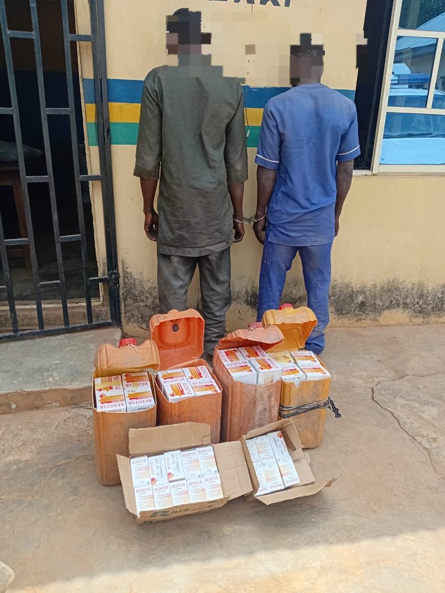 OyoPoliceNG's tweet photo. PRESS RELEASE

OYO POLICE SMASH TRANSNATIONAL AMMUNITION TRAFFICKING SYNDICATE, RECOVER 2,625 CARTRIDGES

The Oyo State Police Command wishes to inform the general public of a major operational breakthrough in its sustained crackdown on the proliferation of illegal arms and ammunition, a menace directly linked to violent crimes within the State and beyond.

In furtherance of this commitment, operatives of the Command Monitoring Unit, Saki Operation Base, acting on credible and actionable intelligence, executed a coordinated intelligence-led operation which led to the arrest of two suspected international gun runners. The suspects, identified as Isiaka Dare ‘m’, aged 35 years, and Taiwo Ayodabo ‘m’, aged 33 years, both of  Tede, were apprehended at Budo Mosalasi, Saki.

Investigation so far reveals that the suspects operate across international terrain, trafficking ammunition illegally from the Republic of Benin into Nigeria through unauthorized border routes. Their criminal enterprise involves the clandestine importation and distribution of prohibited ammunition to unauthorized individuals within the country—arms and ammunition which may ultimately be deployed in the commission of armed robbery, banditry, kidnapping, and other violent crimes.

Corroborating this intelligence, operatives recovered one hundred and five (105) packets of pump-action cartridges concealed in four (4) jerry cans/kegs, with each packet containing twenty-five (25) cartridges, amounting to a total of two thousand six hundred and twenty-five (2,625) cartridges. Two unregistered motorcycles believed to have been used for the illegal transportation and distribution of the ammunition were equally recovered. The suspects have confessed to the crime and are currently assisting investigators in unravelling the wider transnational network and identifying other accomplices involved in the illicit trade.

Consequent upon this development, the Commissioner of Police, Femi Haruna psc (+), has directed that the suspects be charged to court upon the conclusion of a thorough and comprehensive investigation. The CP commended the professionalism and precision of the intelligence-led operation carried out by the Command Monitoring Unit, noting that proactive policing and actionable intelligence remain critical tools in dismantling organized criminal networks.

The Commissioner equally expressed appreciation to members of the public whose timely and credible information facilitated this breakthrough, emphasizing that community partnership remains indispensable in the fight against violent crime.

He further reassured residents that the Oyo State Police Command will leave no stone unturned in ensuring that the State does not serve as a safe haven for crime and criminality. The Command therefore urges the public to remain vigilant and continue to provide useful information as efforts intensify to rid the State of illegal arms proliferation and its attendant security threats.

For Emergencies, Contact:
 Oyo State Call Response Center Toll-Free Line: 615. 
 Oyo State Police Command Control Room: 08081768614 & 07055495413.  
E- SIGNED 
DSP AYANLADE OLAYINKA
 Police Public Relations Officer (PPRO)
27th February, 2026.
