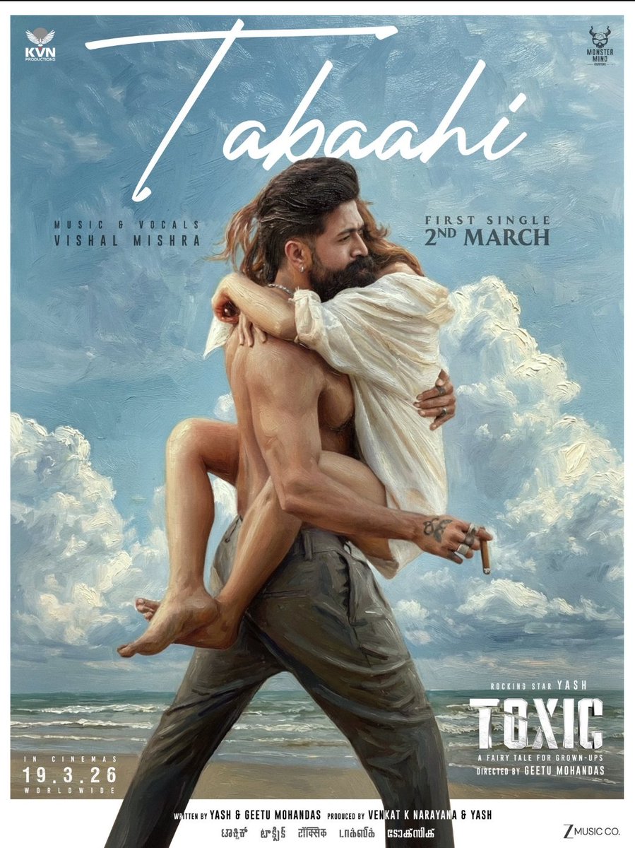 bollywood61857's tweet image. Love, passion aur intensity ka naya level! ❤️‍🔥
Yash ka romantic avatar dekhne ke liye ready ho jao…
Tabahi machne wali hai!
#Tabahi #Toxic #Yash #RockingStarYash #Tabaahi #VishalMishra #IndianCinema #PanIndia #LoveStory #UpcomingMovie