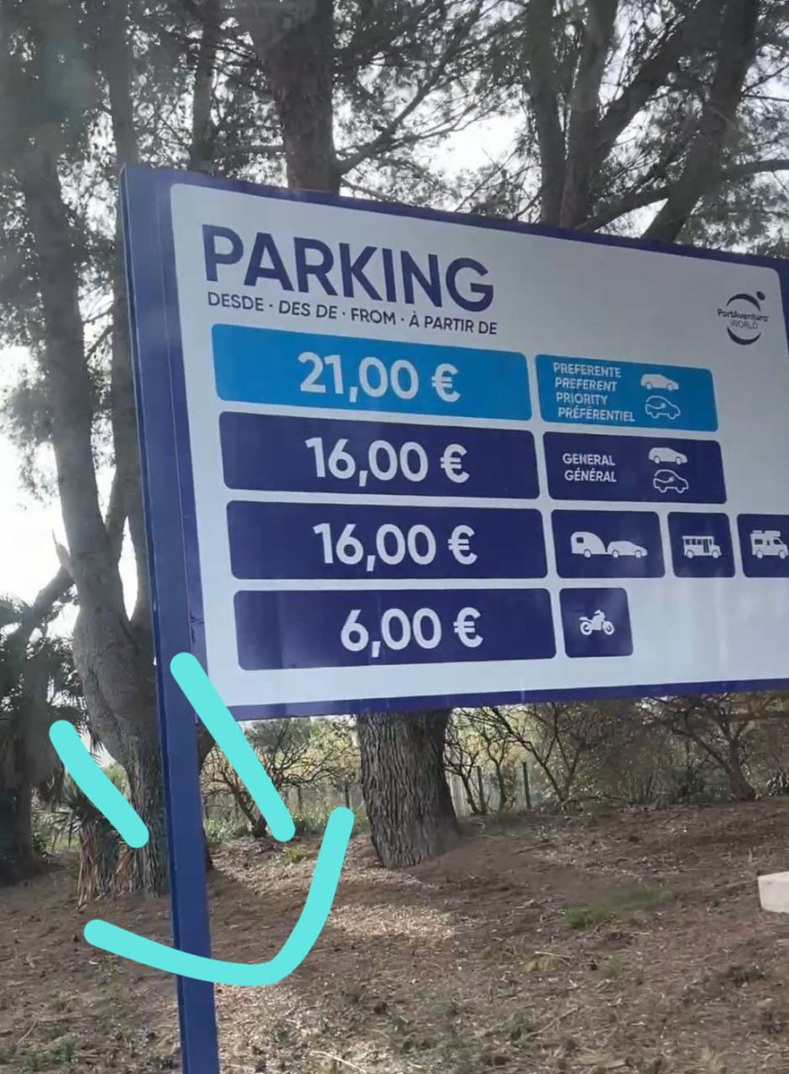 ElisabetTPW's tweet photo. NUEVAS tarifas parking PortAventura 2026 https://t.co/qcspq4G8I9
