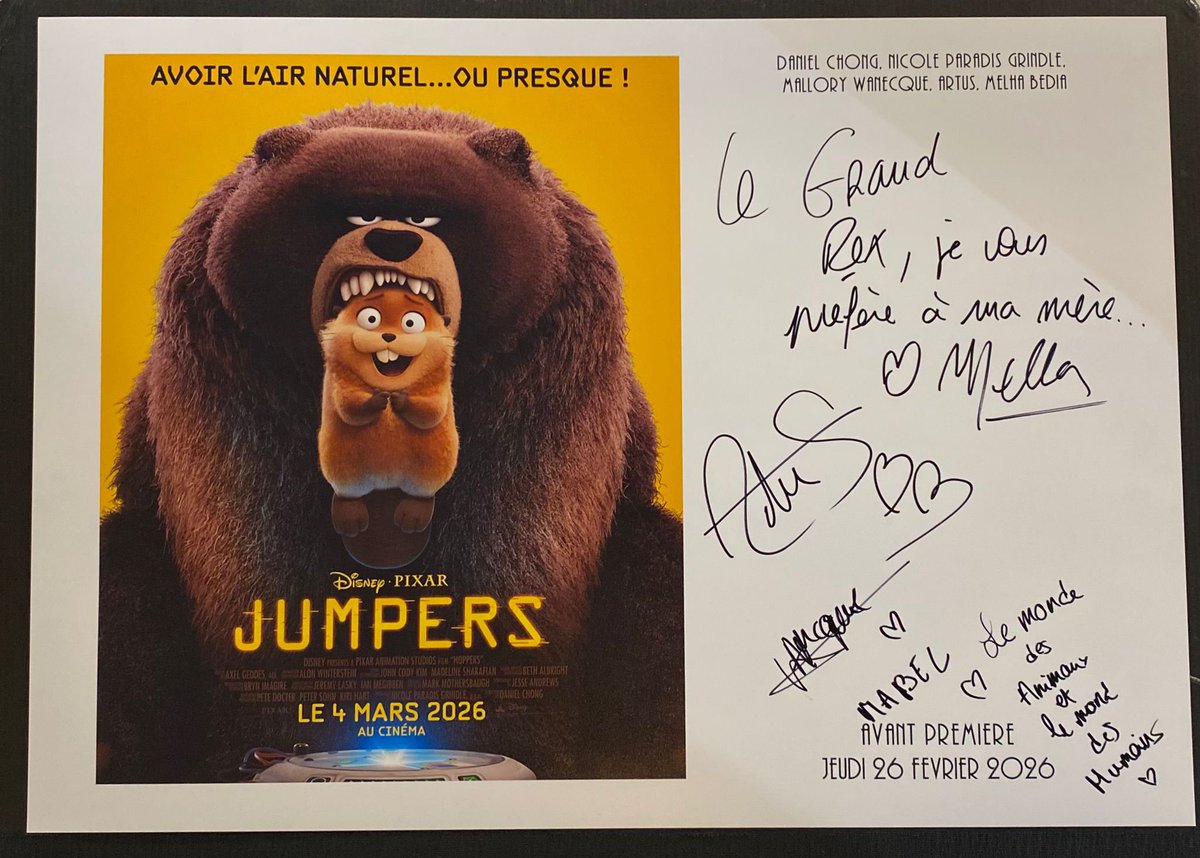 RexStudiosParis's tweet photo. Un immense merci aux voix françaises de #Jumpers pour leur venue et pour le message qu’ils ont laissé au #GrandRex. ✨🙏🏻 https://t.co/L6QaKtSrh7