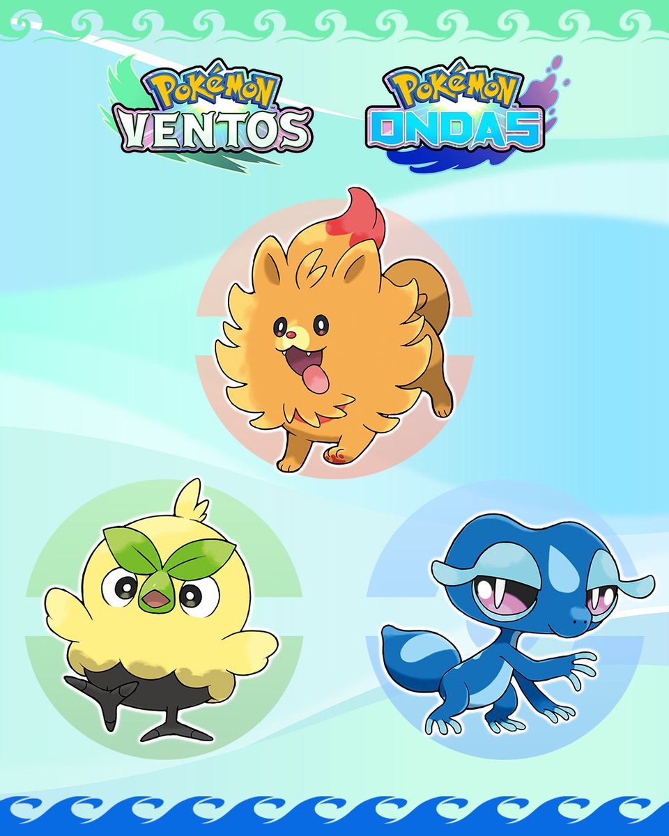 VidaDeTreinador's tweet photo. Artes oficiais dos inicias da nova região! Qual vai ser sua opinião escolha?! #PokemonVentosOndas https://t.co/vUTBf1EZ53