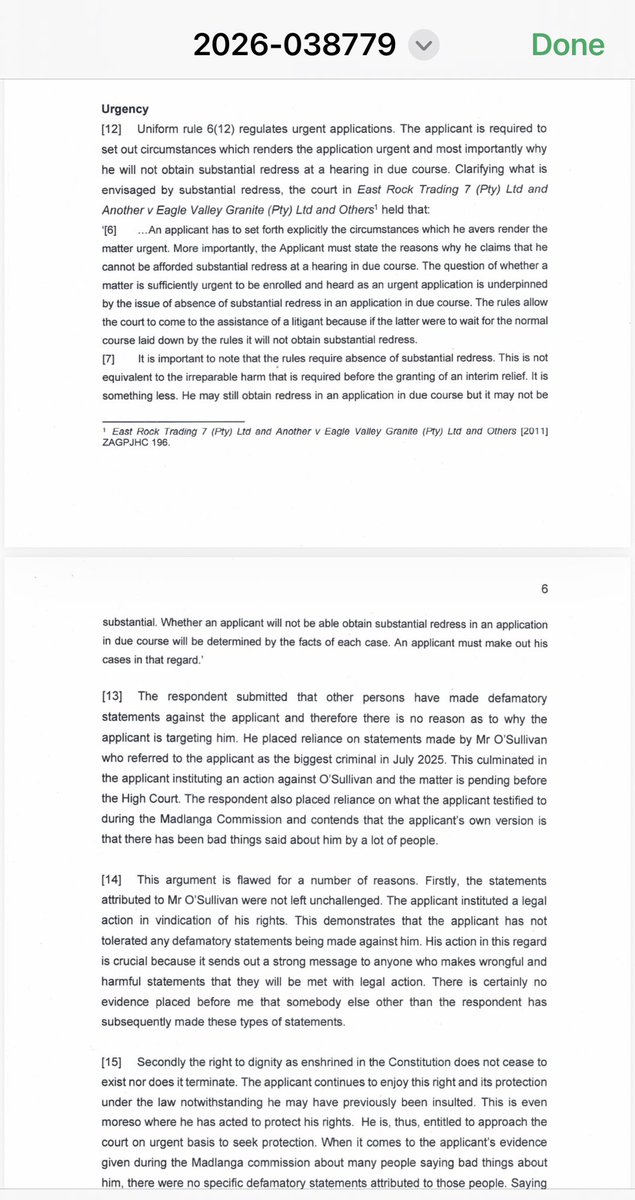 MediaZaban865's tweet image. Court’s Findings in SUMMARY 

#Defamation
A reasonable reader would understand the statements to mean the applicant is:
■Criminal
■Corrupt
■Unfit to hold public office

The statements were found to be:
■Defamatory
■Extremely damaging to the applicant’s dignity, reputation,