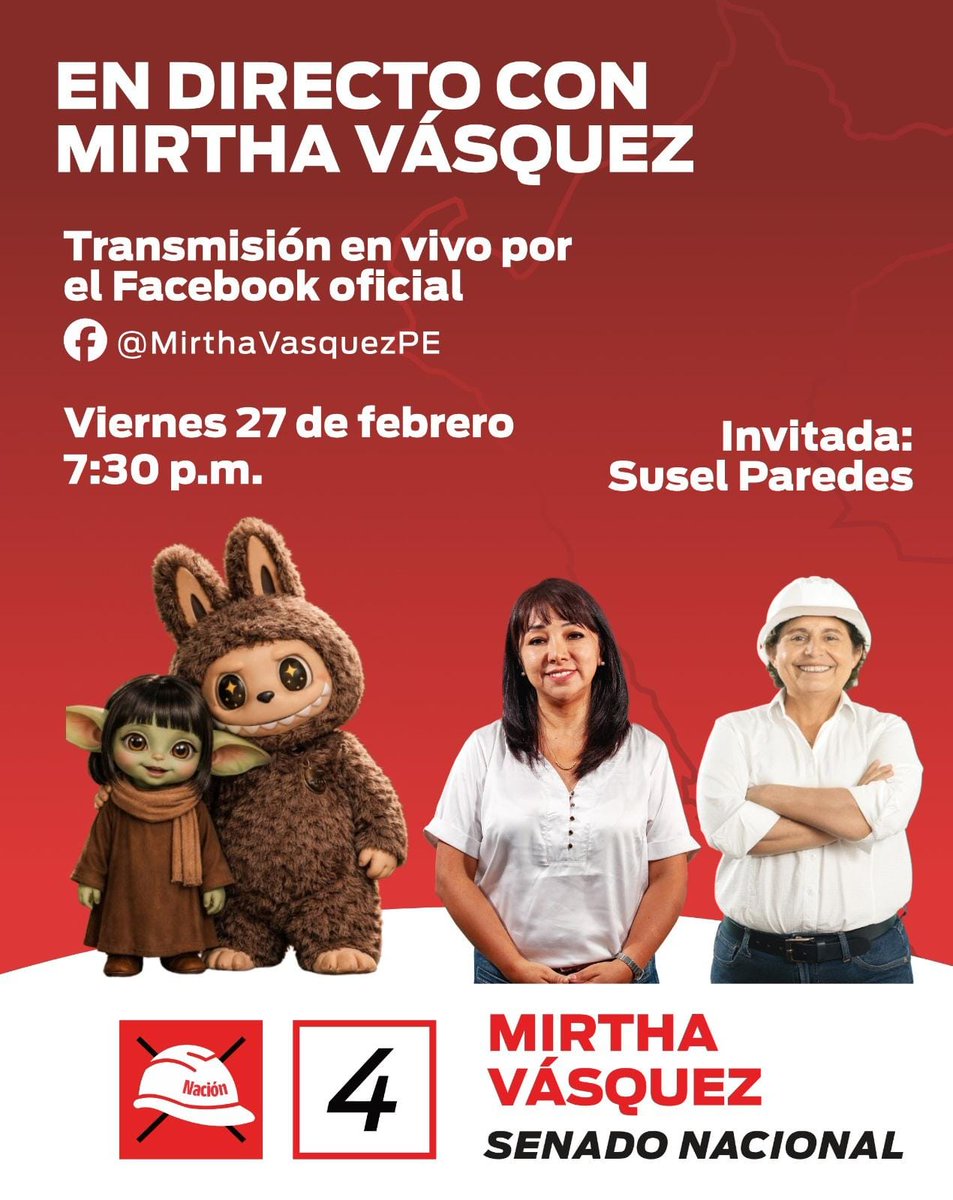 🔴 #EnDirecto | Hoy tendremos una amena y divertida conversación con <a href="/suselparedes/">Susel Paredes</a> . Desde las 7:30 p. m. l@s espero para responder sus preguntas, leer sus comentarios y compartir nuestras reflexiones sobre la "emergencia democrática" que vive el país. ¡Pasen la voz!