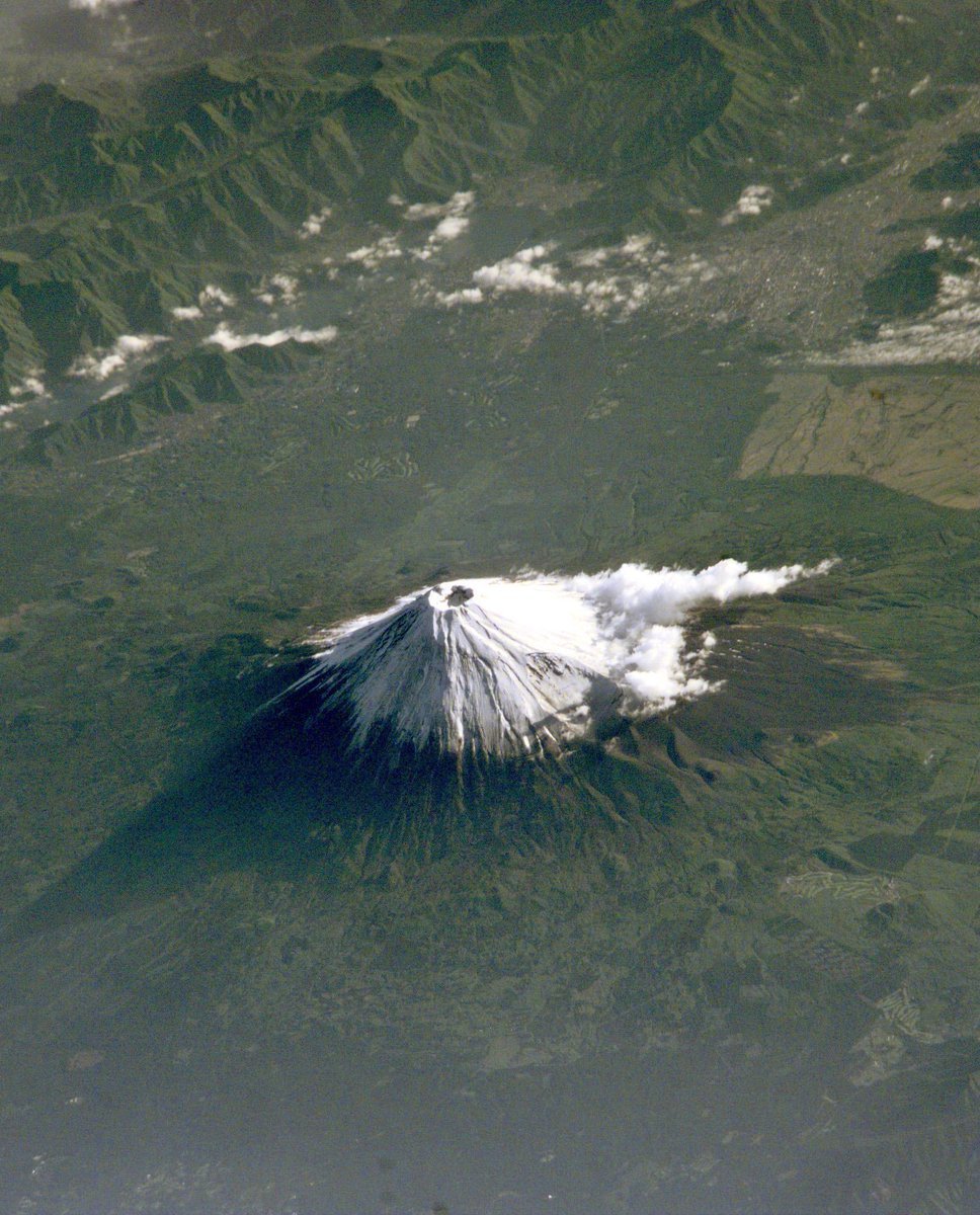 Mount Fuji as seen from the International Space Station.