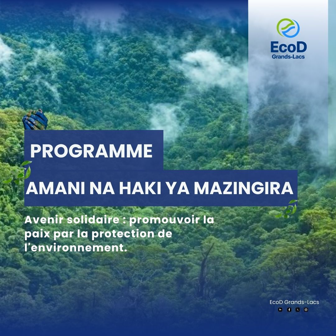 Le programme Amani na Haki ya Mazingira, axé sur le thème « Avenir solidaire : promouvoir la paix par la protection de l'environnement », mobilise les communautés pour instaurer des actions concrètes de conservation des écosystèmes et promouvoir une paix durable.