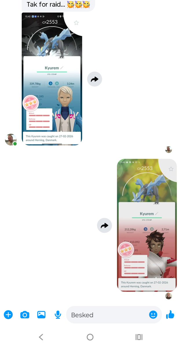 Omg. What are the odds. I was doing other things while raiding. So didn't notice the cp. But I got this message from one of the people who joined. What are the chances!! Two hundos from the same gym. And one of them with background 🤯 🤯 that is mental