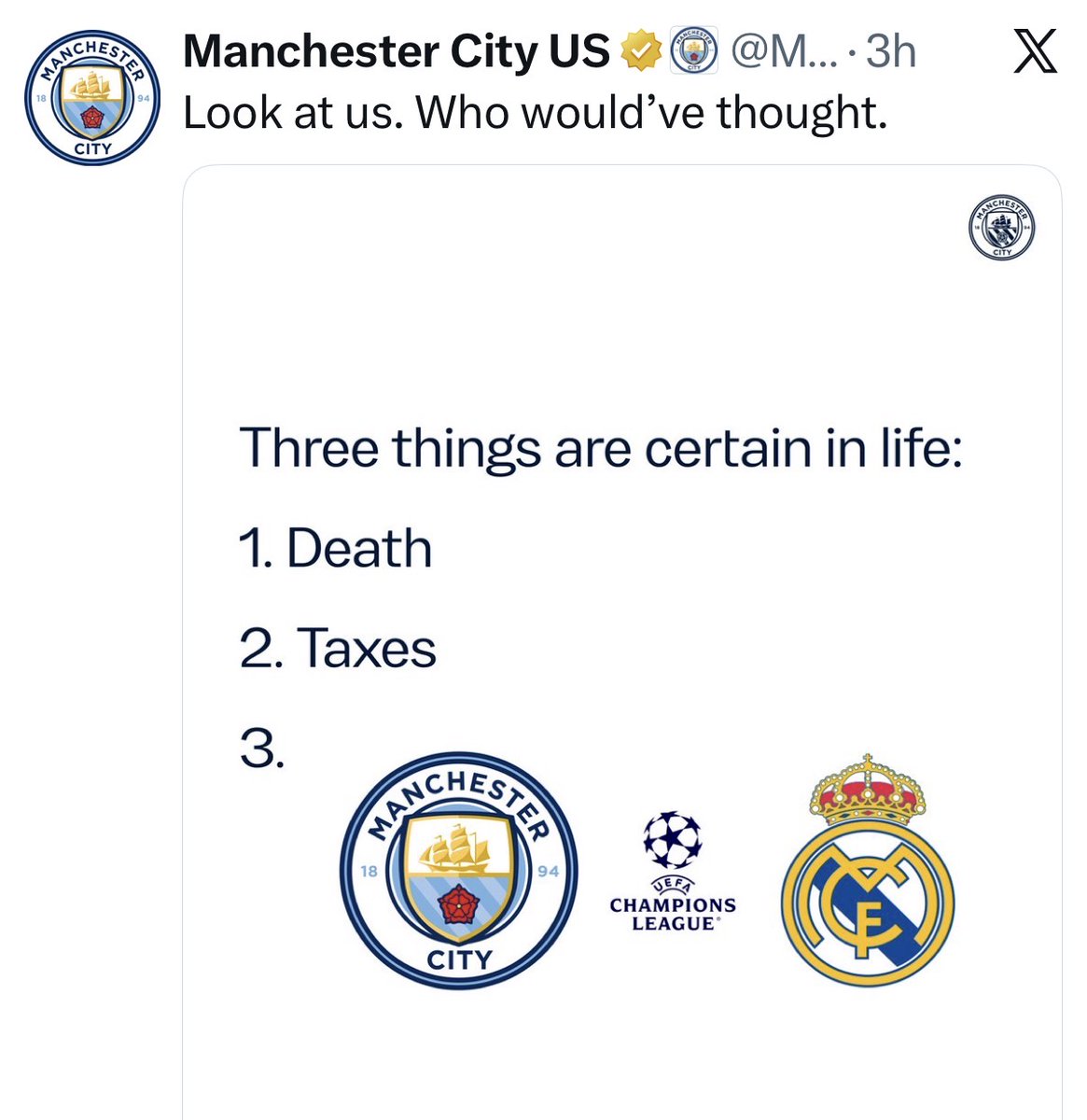 MadridXtra's tweet photo. Manchester City on X. 😅 https://t.co/93noKCO7wq