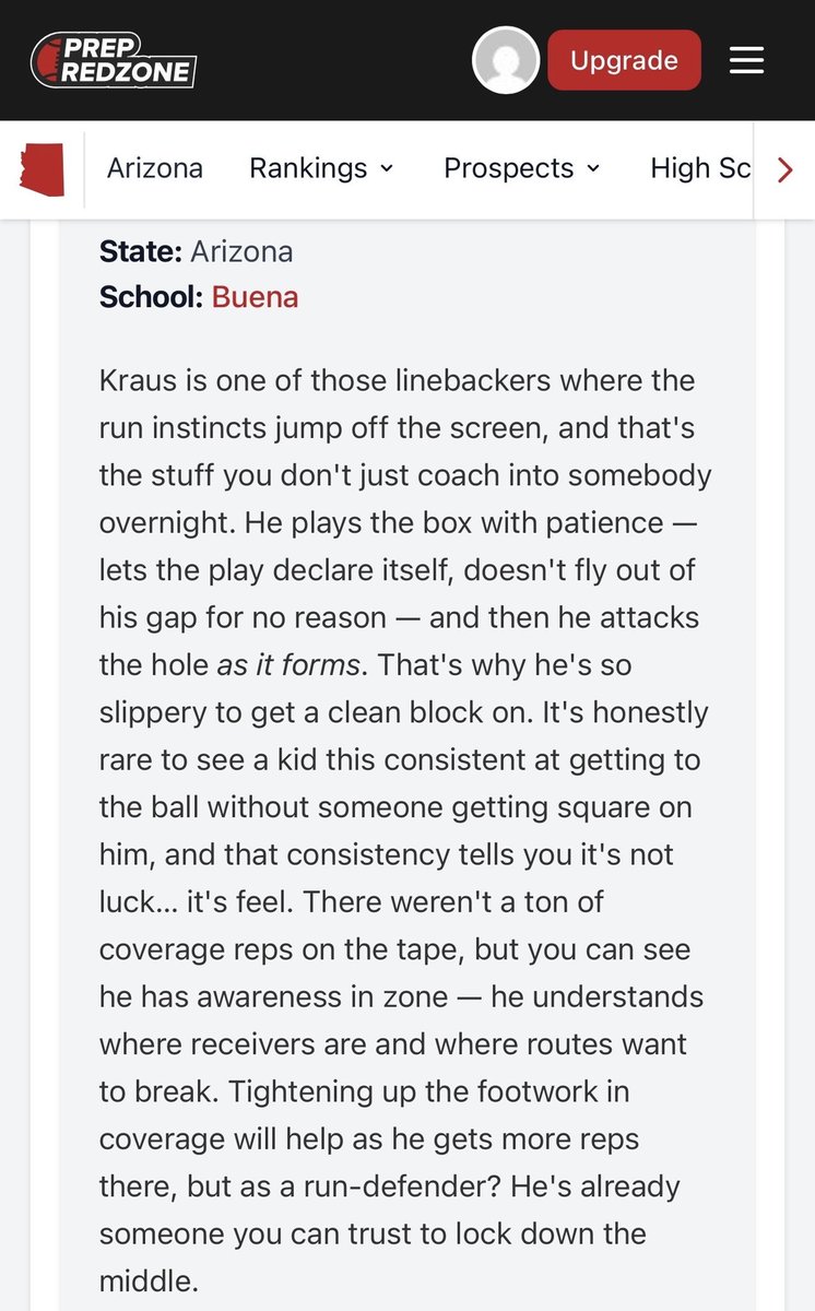 JaxKraus2027's tweet photo. 🏈2027 NEW RANKINGS 🏈

#44 MLB JAX KRAUS, 6’0”-210lbs, Class of 2027, Buena High School, Sierra Vista, Arizona

I would like to thank Prep Redzone Arizona @PrepRedzoneAZ and Jordan Reyes @JReyes_NP for the addition to the Arizona Defensive Player Rankings!!!

@KeyPlayerNation
@AFBALL365
@SunilSportsNews
@gridironarizona
@SprayberryJay
@thehonestupdate
@5StarScouting
@1purpledawg
@realtrophaeum23
@playsbigger
@AScholarsBrand
@MISTER_F00TBALL
@sixstarfootball
@Dtigers6685
@Pure_Prospects
@ccprospects23
@YAthletesF
@SportswithEj
@scan1ansports
@RobroSportFacts
@N_W_Sports
@CFBScout
@APEX__Athletes
@XAthletes863
@RadarHitList
@ELITE_HSFB
@USCHippie
@raj_manjrekar
@RiseUp_Recruit
@mosesk225
@CoastRecruits
@SidelinePreps
@DfwSho
@FBRecruitAide
@_HeadsUpRecruit
@FNStandouts
@bench424nmore
@ElevateExposure
@BJMedia1
@CoaLBViking
@RecruitMatador
@CoachDadsRule
@coolfmlive
@whosupnext23
@HEARTLANDFAN15
@DexPreps
@SchwartzAthlete
@Top25PublicHSFB