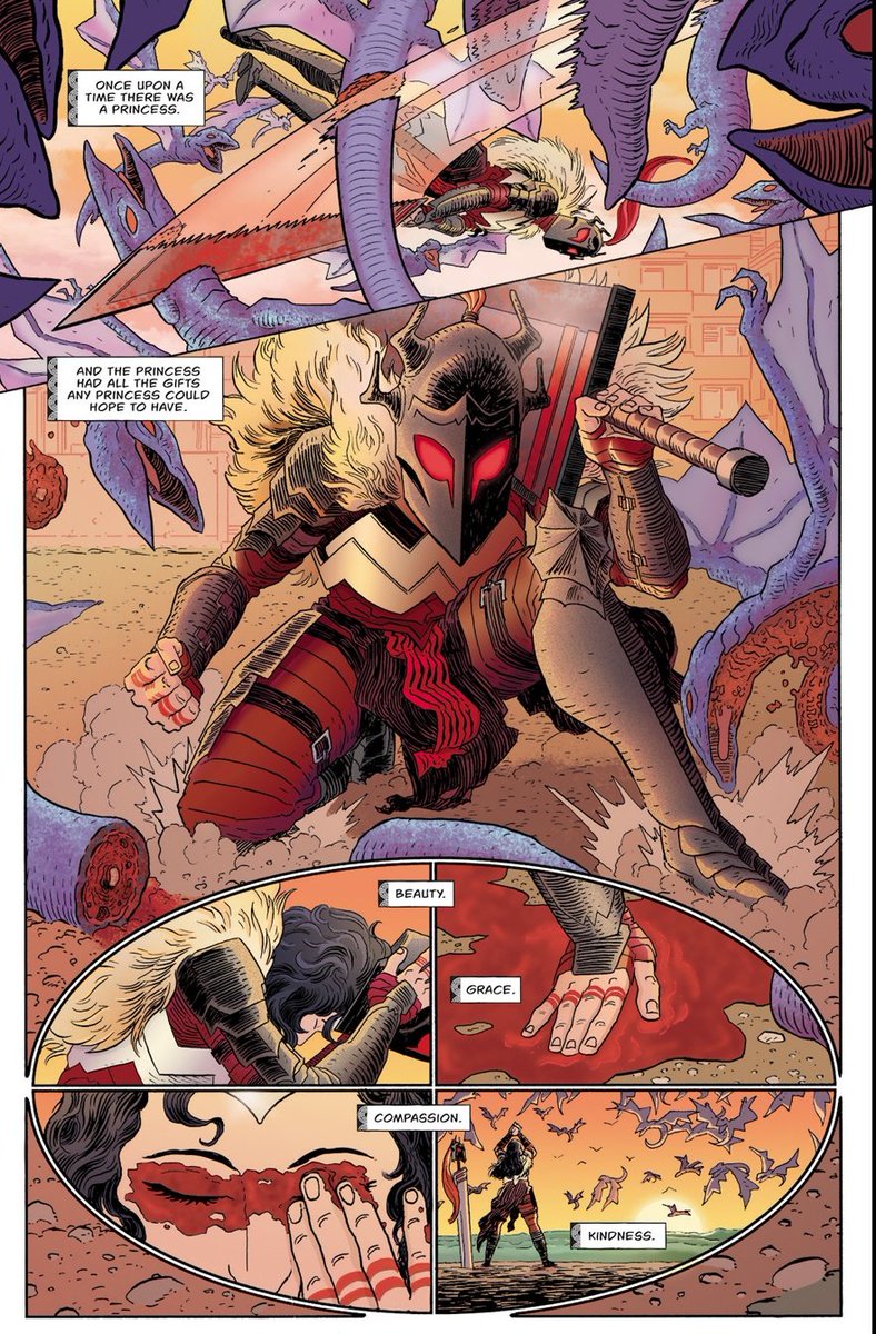 DebVillahoz's tweet photo. Después del club de lectura de Siegfried me han dado ganas de mostrar esta página de muestra del Absolute Wonder Woman... Es lo que tiene que parezca tanto una Valquiria 😬

Comparto también la página de Hayden Sherman a tinta.

¡Espero que os mole! 🗡️🐴 https://t.co/vb1Re8CrXZ