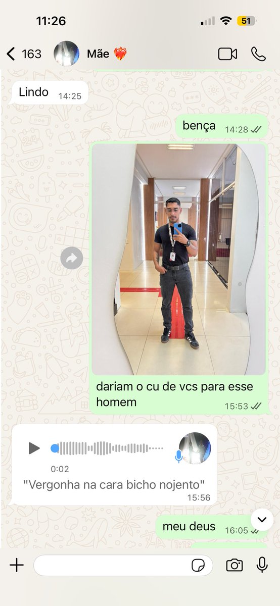 encaminhei a mesma foto que mandei no grupo das bichas para minha mãe e a porra da legendo foi junta 

o resultado: