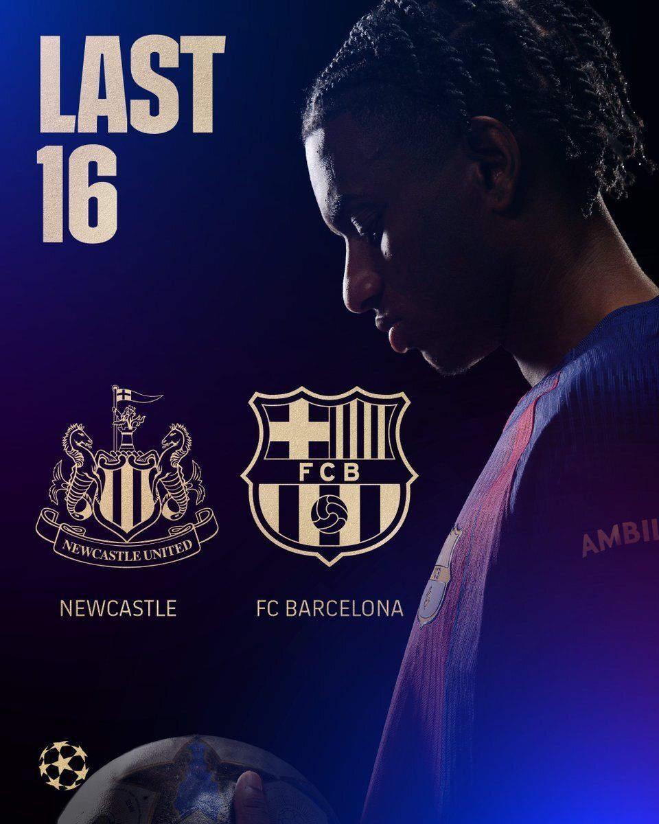 Barça in the UCL R16 vs Newcastle! 🏆 We've reached the knockout stages 25 times in the last 30 years. Newcastle? Their first time in decades! Experience matters. Let's show them the difference! 💪🔵🔴 #UCL #FCBarcelona #BarcaNewcastle