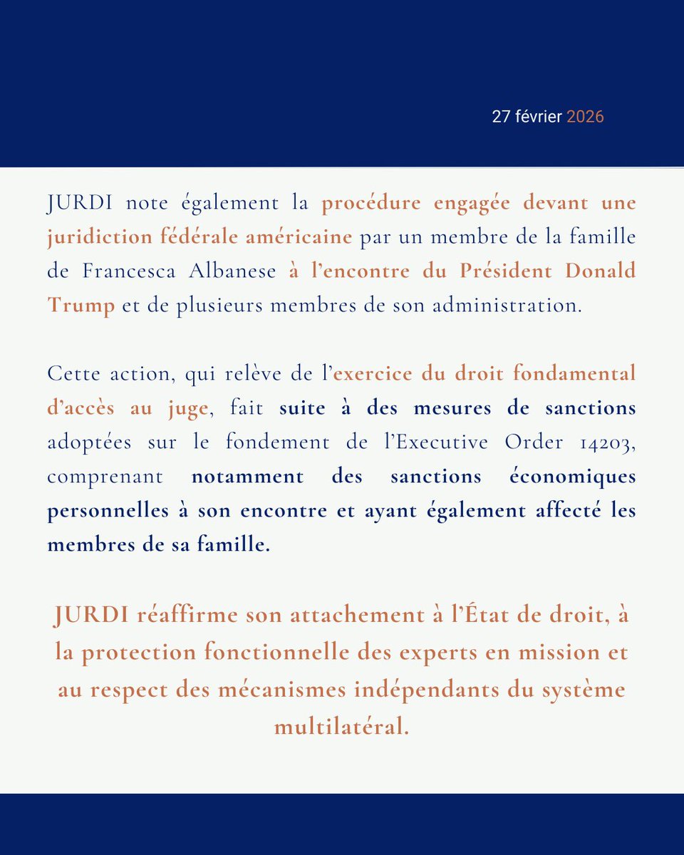 Juristes pour le respect du droit international tweet media