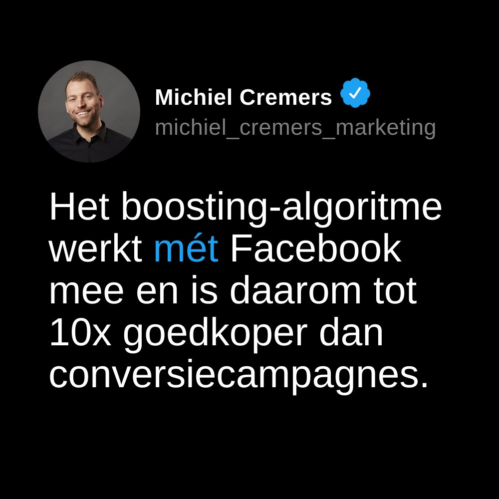 M_Cremers's tweet photo. Terwijl de meeste adverteerders blijven vechten met steeds hogere CPM's, ontdekten wij een algoritme dat Facebook eigenlijk wil helpen slagen. Het verschil? Het ene werkt tegen de belangen van het platform in, het andere werkt ermee mee. https://t.co/mEGYFE0WXU