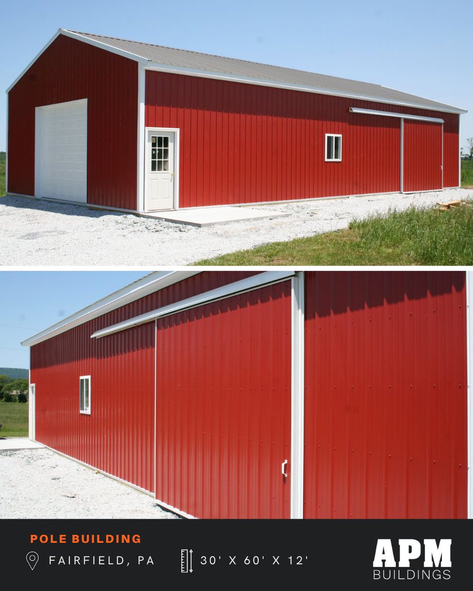APM_Buildings's tweet photo. 🏗️✨ Project Profile: Fairfield, PA

This 30' x 60' x 12' pole building was custom designed to serve double duty as a welding shop and storage space. Featuring an interior wall to separate work areas, two garage doors, a cannonball slider system, and durable metal siding. https://t.co/JADeJpHxNA