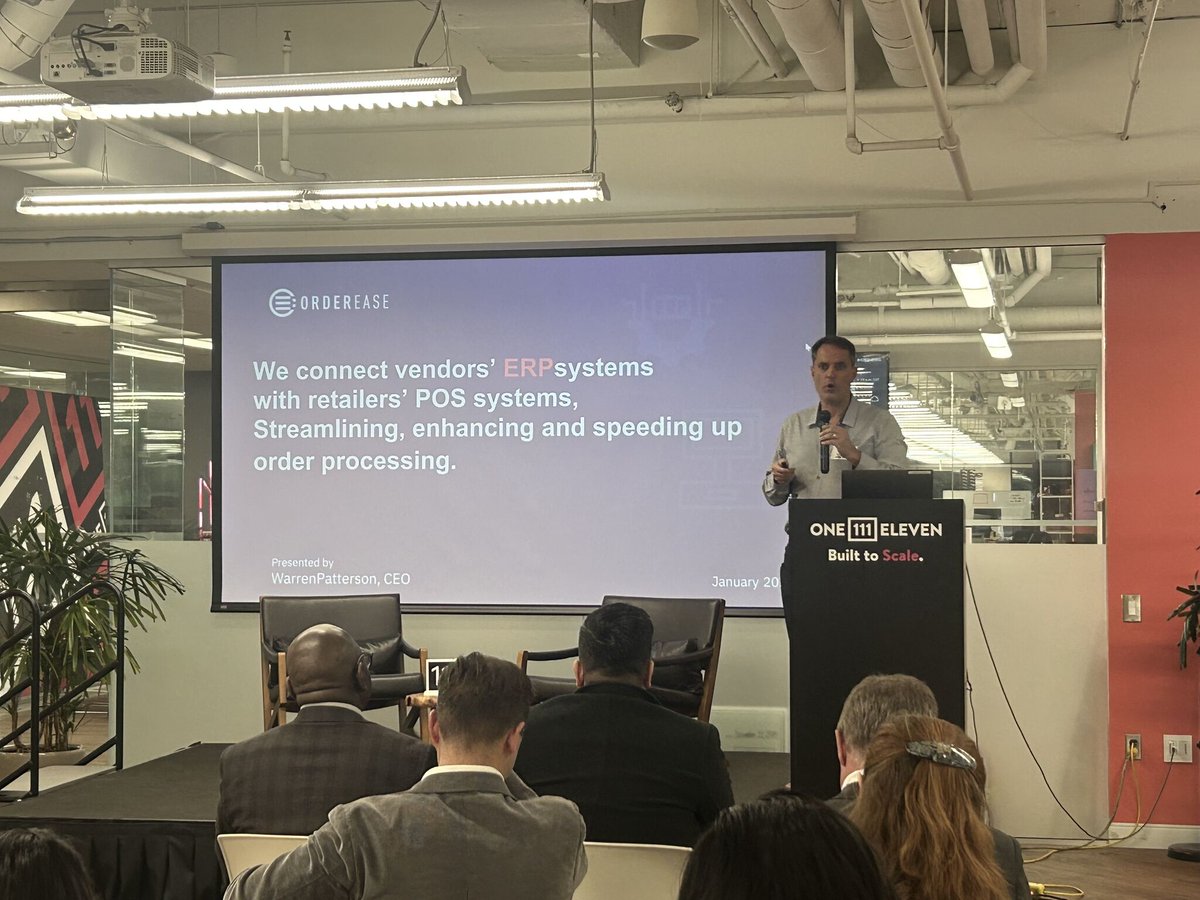 oneeleven_111's tweet photo. Last night at OneEleven ���️

The 111 Pitch Showcase Demo Day was in full swing.
After opening remarks, four standout founders took the stage to share the bold visions shaping their next chapter.
In five focused minutes each, they made it clear what they’re looking for: capital, talent, and strategic customers ready to grow with them.
Featuring:
Stephanie Loureiro — Speer 
Simon Bourgeois  — Nmbr 
@JamesYurichuk  —  @WuxlyMovement 
Warren Patterson  —  @OrderEase 

Strong operators. Big ambition. Real traction in the room.
We captured founder highlights and behind-the-scenes moments, stay tuned for more from an incredible night. 🚀