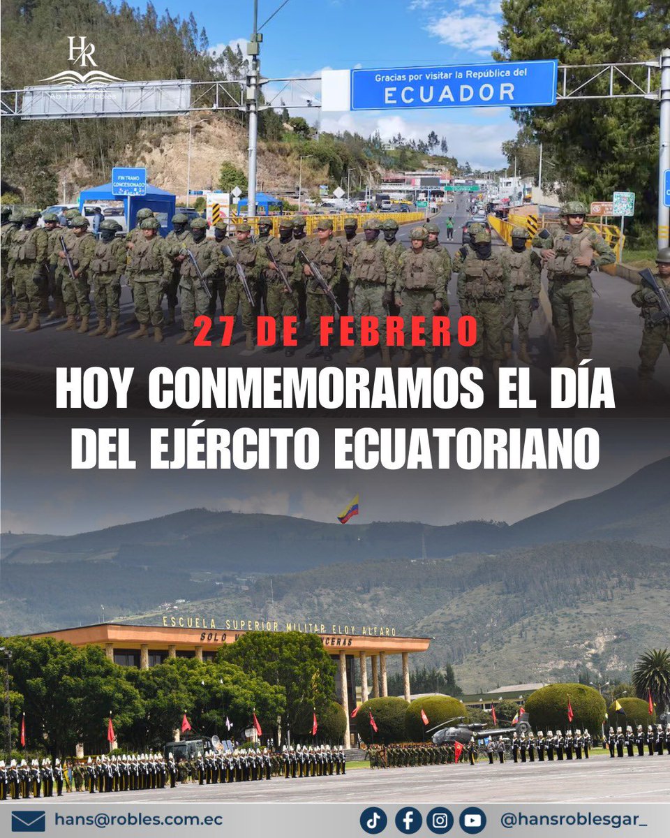 hansrobles_21's tweet photo. 🇪🇨 Hoy conmemoramos el Día del Ejército Ecuatoriano, fecha en la que rendimos homenaje a la Ejército Ecuatoriano, institución que con honor, disciplina y lealtad resguarda la soberanía y la paz de nuestro país. https://t.co/kaz8pWU3PW